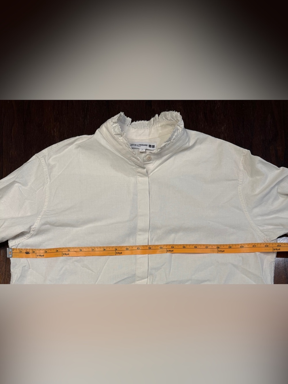 Ines de la Fressange x Uniqlo Ruffle Collar 100% Cotton Button-Up L French Chic - Picture 15 of 16